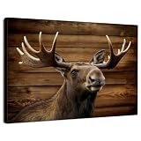 AIYISU Moose Deer Pictures Wall Decor Deer Wall Art Wildlife Animal Canvas Poster Farmhouse Moose Portrait Painting Country Hunting Cabin Wall Decor Elk Pictures for Living Room Bedroom Office 12x16