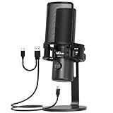 Micrófono PC, VeGue USB Micrófono Condensador Cardioide de Estudio con Control de Ganancia y Salida de Auriculares para Gaming, Grabación, Streaming, Podcasting, Compatible con Mac o Windows, VM50