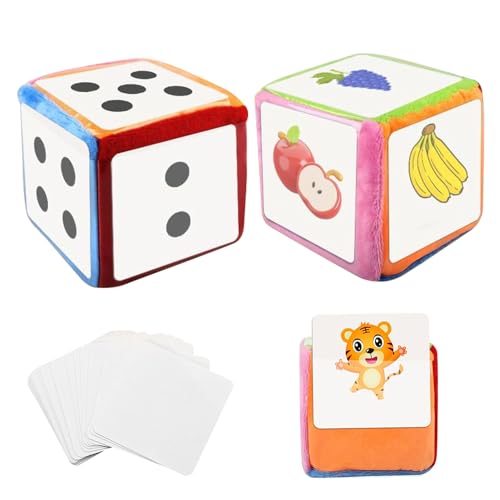 Hojalis Lot De 2 Cubes en Mousse, Dés en Peluche De 10 Cm, Cubes De Poche avec 24 Cartes Vides, Cdiy éducation Jouant des Dés De Jeu pour Maternelle, Maternelle, école, Cubes en Tissu