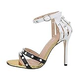 (Leer) Ital Design Damenschuhe Sandalen & Sandaletten High Heel Sandaletten Synthetik Schwarz Weiß Gr. 41