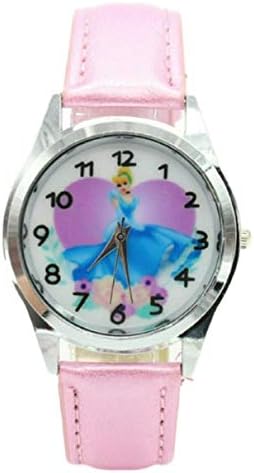 Cinderella Pink Leather Band Wrist Watch