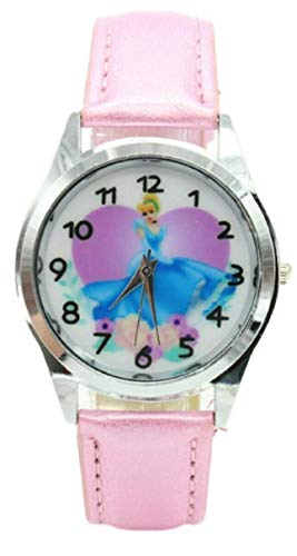 Cinderella Pink Leather Band Wrist Watch #TOP1