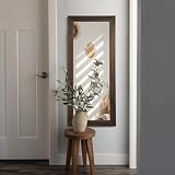 LOSOUR Full Length Mirror, 53'x22' Farmhouse Rectangular Wood Floor Length Leaning Mirror, Rustic Wall Decor for Bedroom, Living Room, Hallway, Entrayway, Bathroom (1, Coffee, 53'x22')
