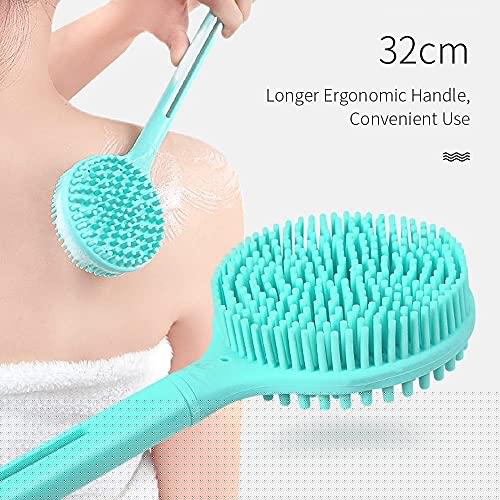 Tomshin Escova de banho dupla face para esfregar as costas com orifício H-anging para limpeza corpor