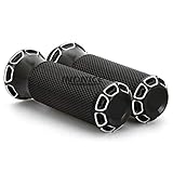 Black 1' Beveled Grip Street Glide FLHX CNC Edge Cut Handlebar Grips for Harley Electronic Throttle...