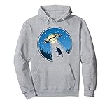 cow snatch! vintage funny distressed ufo flying saucer felpa con cappuccio