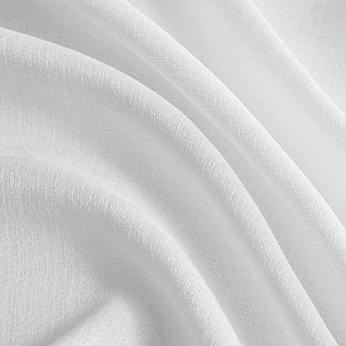 Melodieux White Semi Sheer Curtain Valance For Kitchen Cafe Small Windows Linen Look Rod Pocket, 52 By 18 Inch, 1 Panel #TOP4