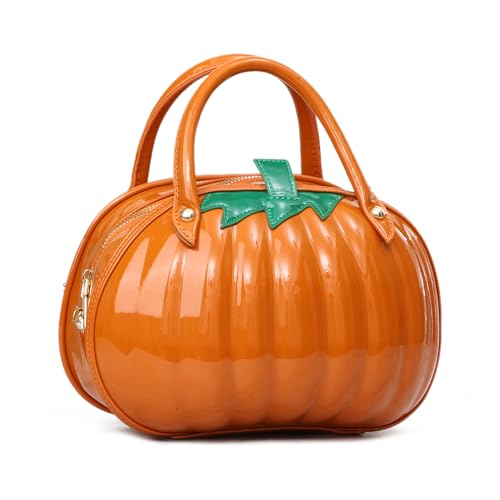 Pumpkin Crossbody Leaf Detail, Zip Closure