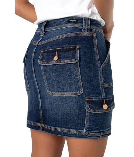 Liverpool Women's Triple Needle Mid-Rise Denim Cargo Skirt3