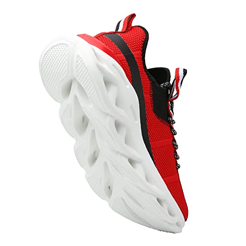 Fushiton Men’s Walking Shoes Fashion Sneakers Jogging Running Shoes Breathable Mesh Upper Tennis Shoes Lightweight Casual Sneakers Red #TOP2