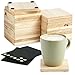 Wood Coasters - 12-Pack Unfinished Square Wood Coasters with Non-Slip Foam Dot, Wooden Drink Coasters, Cup Coasters for Home, Kitchen, Office Desk, Art Craft DIY Project, 3.7 x 3.7 x 0.4 Inches