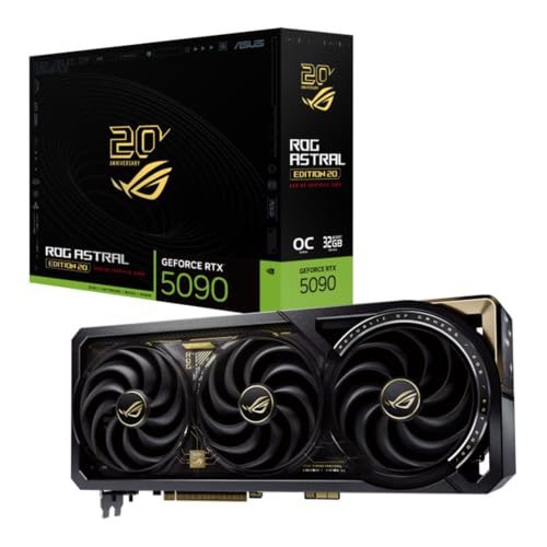 Image of ASUS ROG Astral GeForce RTX 5090 Edition 20 OC Quad-Fan Gaming Graphics Card, 32GB GDDR7, PCIe 5.0, Detachable Curved AMOLED Display, Liquid Metal & Vapor Chamber Cooling, Black