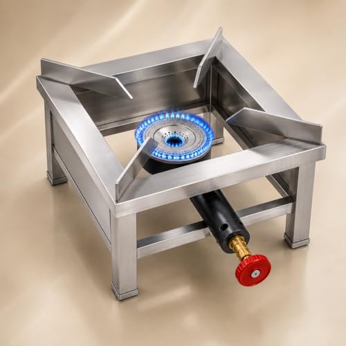 Image of Square Catering Burner 10x10 Inch Heavy Duty LPG Gas Stove Stainless Steel Commercial Cooking Burner for Hotel Restaurant Catering Kitchen