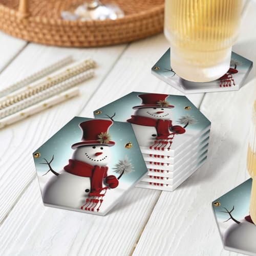 Dessous de verre céramique bonhomme de neige idée cadeau maison - 5
