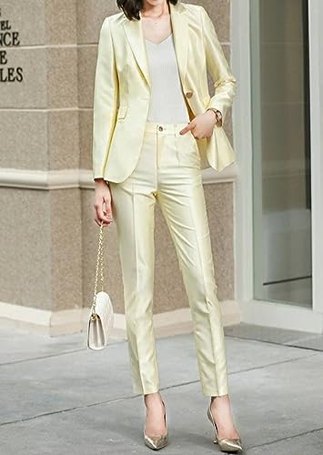 Kromoc Women's Suit Shiny Two Pieces One Button Notch Lapel Tuxedos Party Wedding Prom Business2