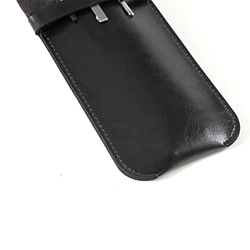Vintage Leather Pencil Pouch - Pencil Sleeve Soft Black Leather Pen Holder Case Pocket Protector, Pen Case #TOP5