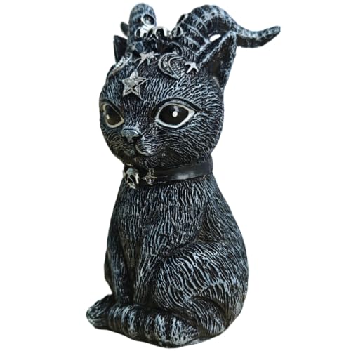 Image of PIGPIGFLY Horned Baphomet Cat Statue Sculpture - Resin Occult Ornaments for Living Room, Decorative Home Accessories for Shelf Decor, Bedroom Gothic Decor