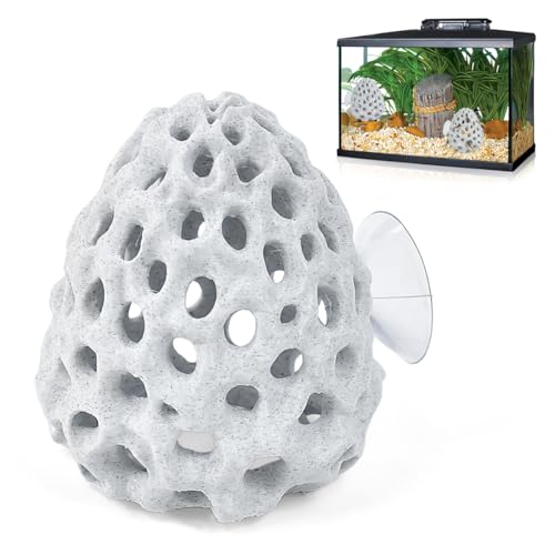 WANTOUTH 2 Stück Garnelen Versteck Plastik Garnelenhöhle Aquarium Höhle mit Saugnapf 8x7cm Simulation Poröser Korallenstein Cave Deko Aquarium Tunnel für Garnelen Fische Zucht Schutz Kleine Fische