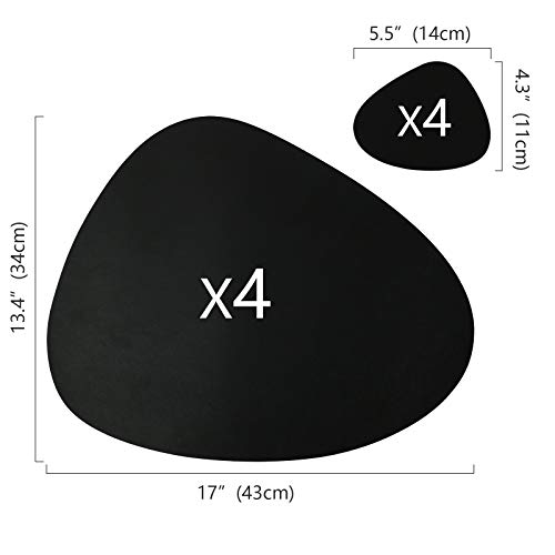 Olrla Pu Leather Placemat And Coaster Set Of 4, Dual-Sided Waterproof Wipeable 4 Placemats And 4 Coasters For Home Restaurant Christmas (Black/Red) #TOP4