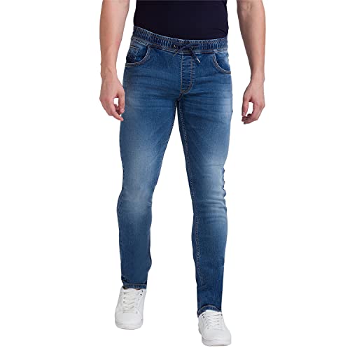 Image of Parx Men's Flat Front Jogger Fit Dark Blue Jeans