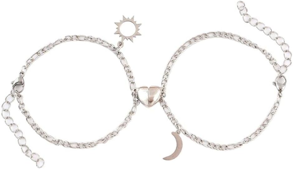 Sun and Moon Magnetic Attraction Couple Bracelet Friendship Bracelet for Boyfriend Girlfriend Women Men BFF Best Friends Couples Bracelets Magnetic Sun and Moon Magnetic Heart for him and her for and: Clothing, Shoes & Jewelry