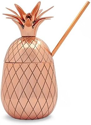 BonBon Copper Pineapple Cup Tumbler With Copper Straw, 17 OZ