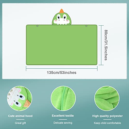 Image of MICHLEY Cartoon Hooded Baby Towel Unisex, Premium Soft Swimming Bathrobe Large Washcloths 31.5 inch x 53 inch for 0-9T (Green Dinosaur)