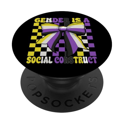 Nonbinary Flag Pride LGBTQ Gender Is A Social Construct PopSockets Adhesive PopGrip