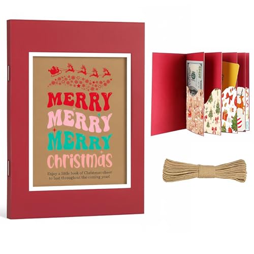 MDPrints Global Christmas Gift Card Holder Book, Multi Gift Card Holder, Unique Xmas Giftcard Booklet for Holiday, Teacher, Friend, Kids (Merry Christmas 2)