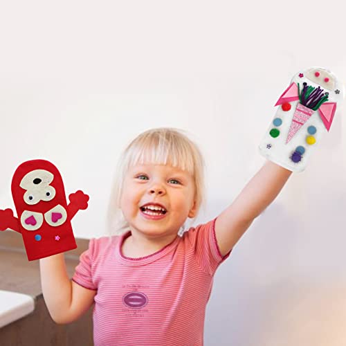 Itopstar 8 Pcs Felt Hand Puppet Making Kit for Kids Art Craft Felt Sock Puppet Creative DIY Personal Puppets Storytelling Role Play Party Supplies for Toddler