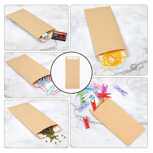Selbstklebende Mini-Umschläge aus Kraftpapier, 12 x 8 cm, für Löhne, Notizen, Perlen und Gegenstände, Braun, 50 Stück