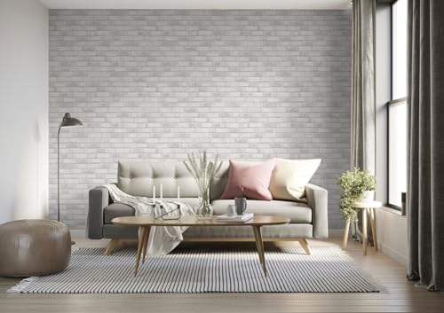 Papier peint effet pierre pour salon et cuisine moderne blanc gris