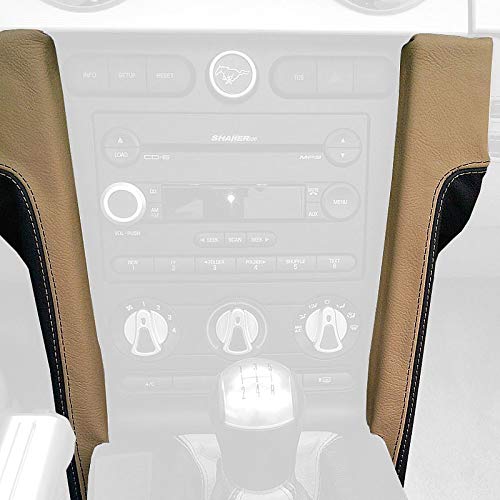 RedlineGoods Radio Console Side Covers Compatible with Ford Mustang 2005-09. Tailor Made - not Universal. Genuine top-Grade Italian Black Perforated Leather with Black Thread