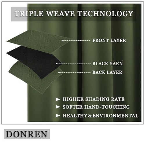 DONREN Olive Blackout Roman Curtain - Room Darkening Tie Up Shades Thermal Insulated Balloon Window Treatment Shades for Christmas Decor (1 Panel, 34\" W by 63\" L) - Thumbnail 5