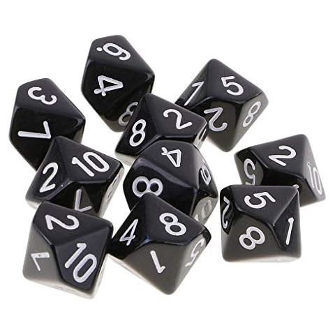 Yiotfandoll 10PCS Polyhedral Dice D10 Dice Acrylic 10 Sided Dice Game Dice for RPG MTG DND Dice Table Games (Black) Cover