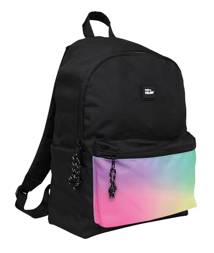 Mochila urbana ligera Milan clásica Sunset negra con bolsillos frontales