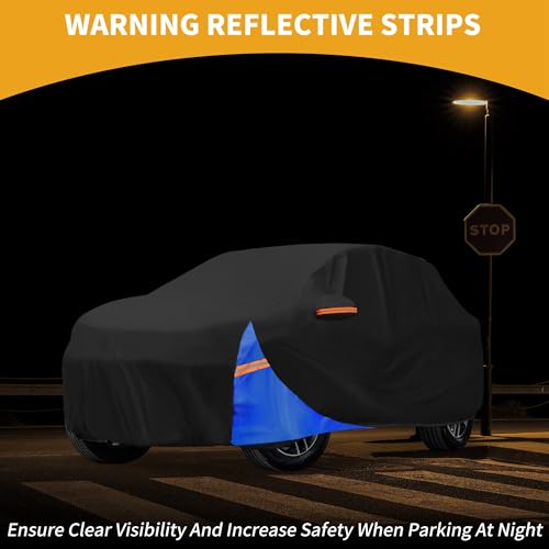 Image of All-Weather Waterproof Car Cover - UV-Resistant Outdoor Full Exterior Protection for Nissan Juke 2001-2023 210D-PU Black Blue with Right Side Zipper