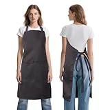 PUBMIND Küchenschürze für Damen und Herren, mit Taschen, Kochkunst-Schürzen zum Kochen, Malen, Keramik, Grau