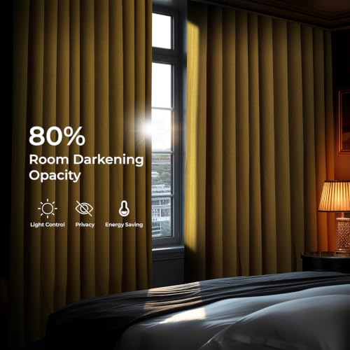 Image of HPD Half Price Drapes Grommet Linen Curtains 120 Inches Long Room Darkening Curtains for Bedroom & Living Room (1 Panel), 50W x 120L, Graphic Gold