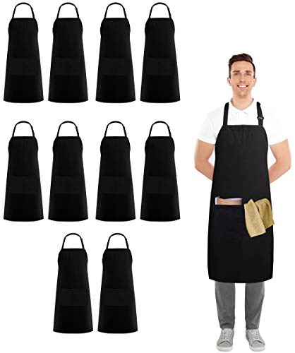 Utopia Kitchen 10 Pack Adjustable Bib Apron with 2 Pockets - Adjustable Neck