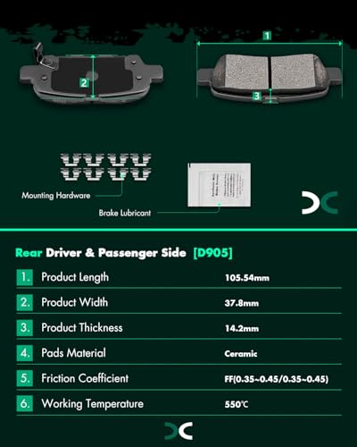 Image of SCITOO D1736 D905 Front Ceramic Rear Ceramic Brake Pad Sets | 2014-2021 For INFINITI For Q50,2017-2020 For Q60,2016-2017 For QX50,2014-2019 For Nissan For Rogue