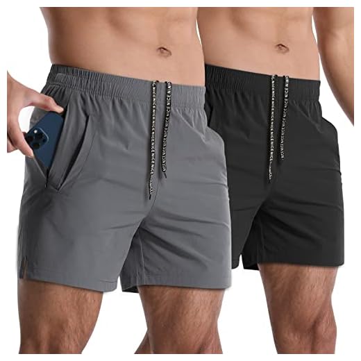 Lempue 2 Pack Workout Gym Shorts for Men 5 Inch Lightweight Running Shorts Quick Dry Sports Athletic Shorts with Pockets