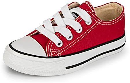 BRAVIZER Boy and Girls Low Top Sneaker Lace-up Canvas Kids Toddler Shoes