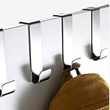 Stainless Steel Over Door Hooks Home Kitchen Cupboard Cabinet Towel Coat Hat Bag Clothes Hanger Holder Organizer Rack (4pcs)