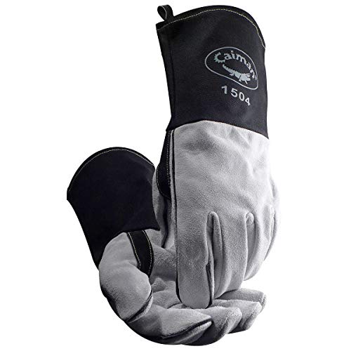 ✅ 10 Best Gloves for MIG Welding 7 Caiman Premium Split Cowhide MIG/Stick Welding Gloves, Flame Resistant Duck Cuff, Kontour Design, Kevlar Stitching, Gray/Black, Large (1504-1)