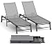 FHVIT Chaiselongue für den Außenbereich, Aluminium, für den Außenbereich, 2er-Set, montierbar, Terrassenliege, Pool, flach liegen, Sonnenbaden, verstellbare Rückenlehne, Pool, Loungesessel