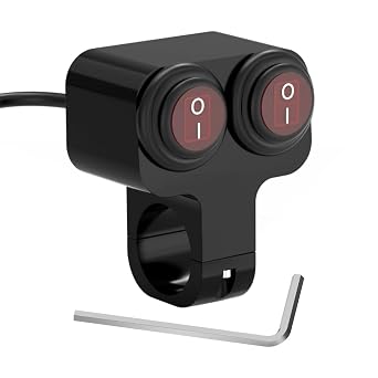 Handlebar Switch, Malictele Waterproof 7/8Motorcycle ATV 12v16A Red Double Control Kill Button Switch Headlight Spotlights Hazard Brake Fog Light ON/Off Handlebar Switches