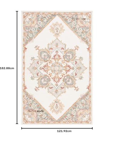 Image of 4x6 Ft Wool Tufted Rug - Compact Handcrafted Carpet for Small Living Rooms, Bedrooms & Study Areas