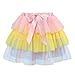 Littleforbig Women's Mesh Tulle Puffy Petticoat Tutu Ballet Bubble Short Rainbow Ballerina Skirt Multicolor XL