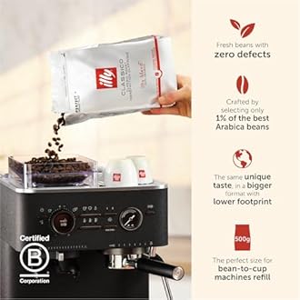 illy Classico Coffee Beans, Medium Roast, 100% Arabica, Ideal for Moka Pots, Filter, Espresso & Lungo, 500g Refill Pouch